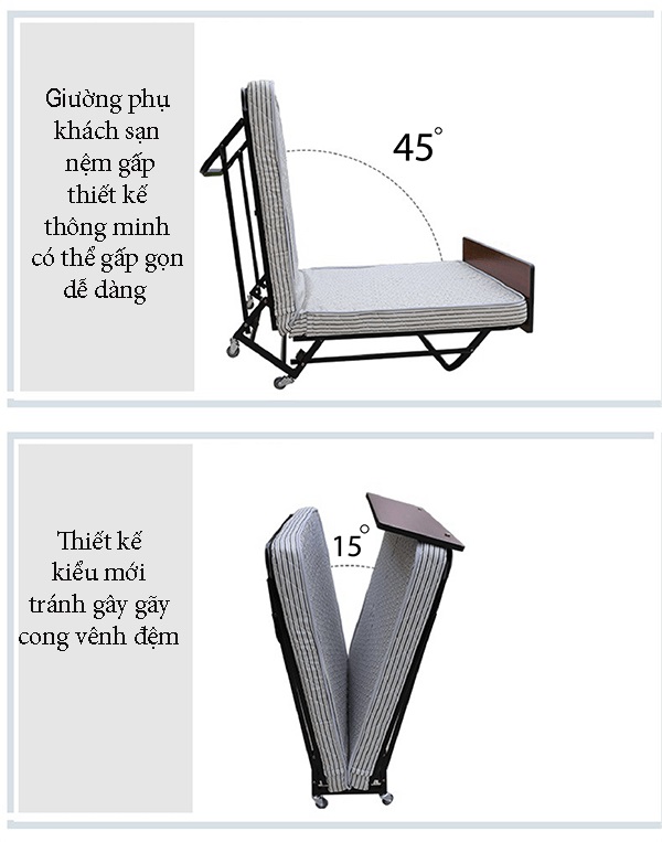Thiết kế giường phụ khách sạn nệm gấp