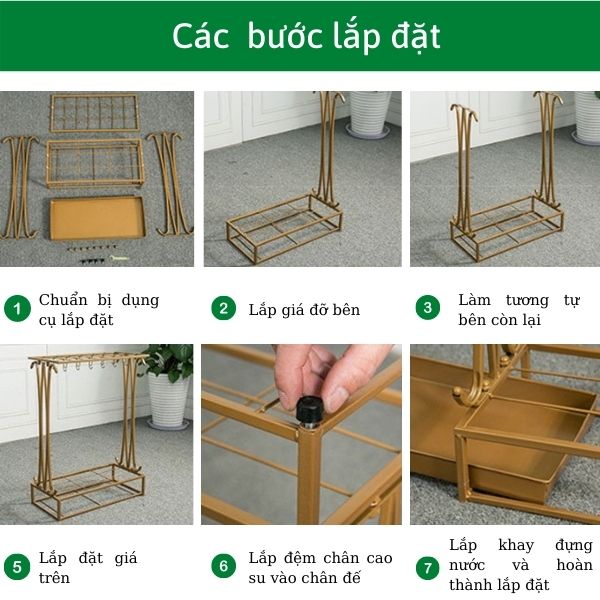 Các bước lắp đặt giá treo ô dù thép phun sơn