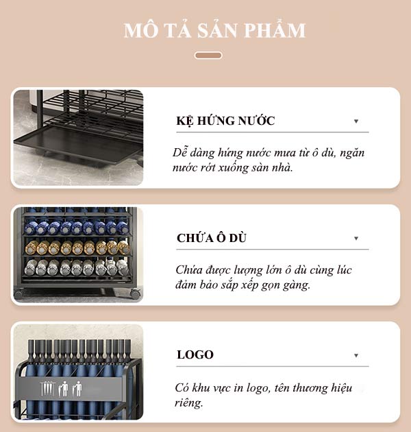 Tham khảo các đặc điểm thiết kế của mẫu giá đựng ô dù