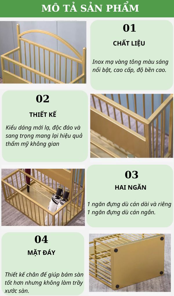 Chi tiết các bộ phận cấu thành giá treo ô dù