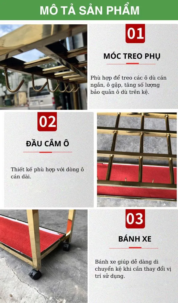 Giá treo ô dù khách sạn thiết kế cẩn thận