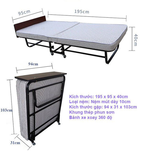 Chi tiết kích thước giường phụ khách sạn