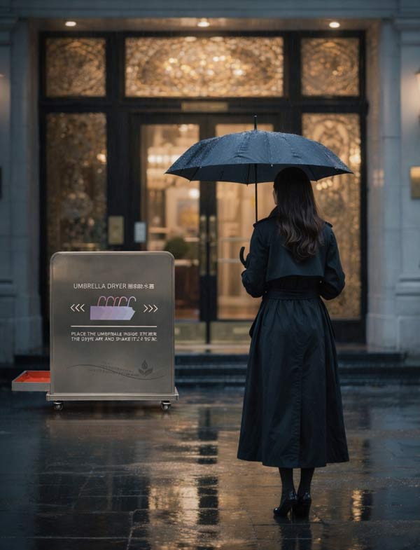 Thiết bị khung lau nước cho dù cầm tay thường đặt ở sảnh, cửa ra vào