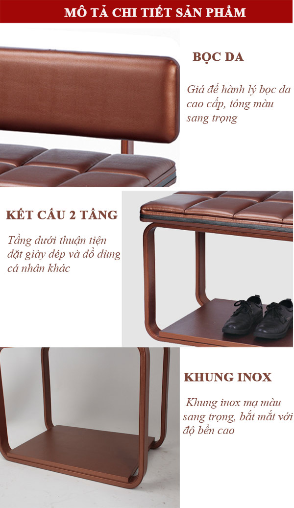 Đặc điểm các chi tiết cấu thành giá đựng hành lý