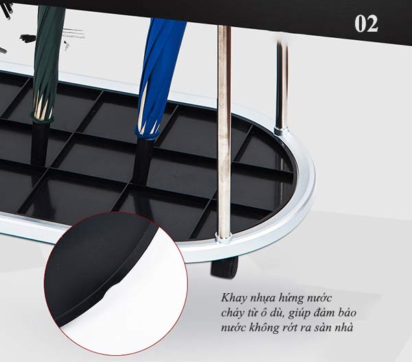 Chi tiết các bộ phận cấu thành kệ đựng ô dù bằng inox