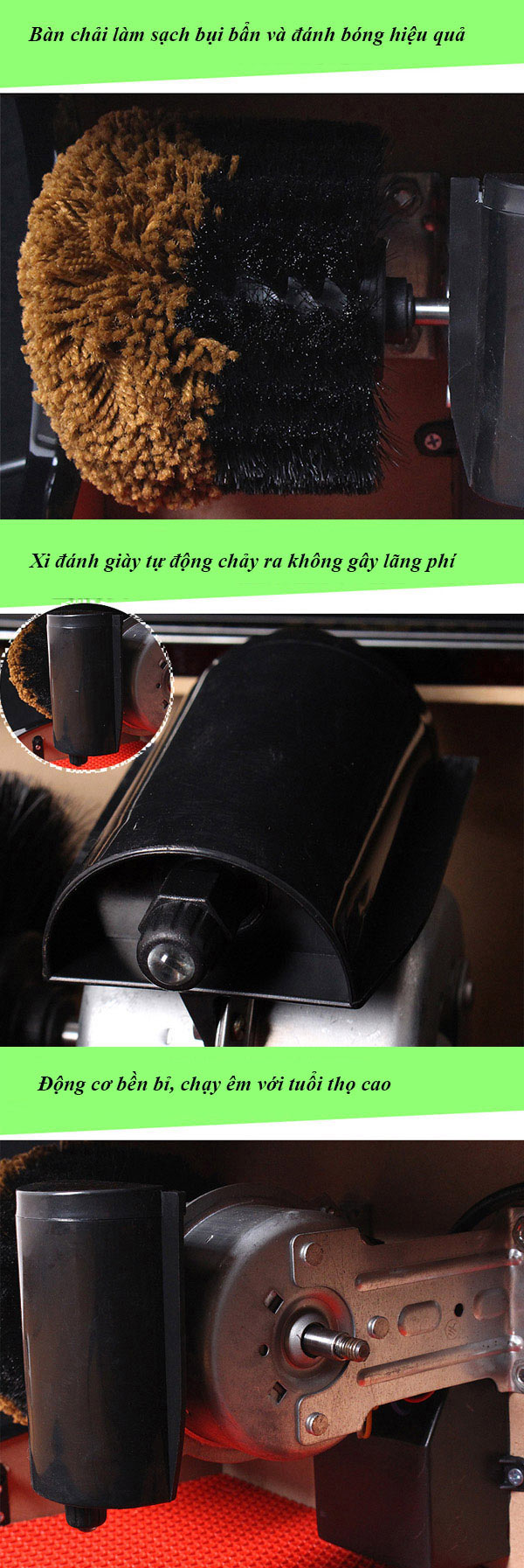 Các chi tiết nhỏ tạo nên máy đánh giày