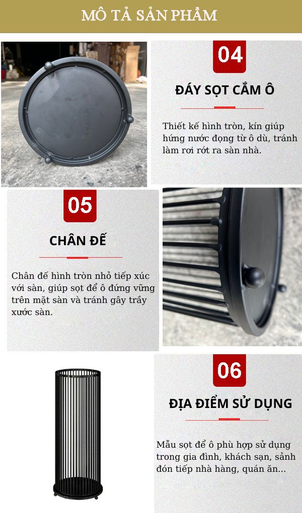 Các đặc điểm của mẫu sọt cắm ô dù thép sơn tĩnh điện