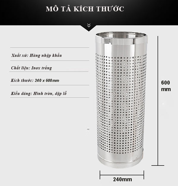 Kích thước sọt để ô dù inox 201