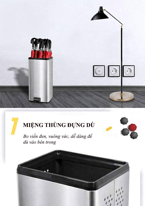 Mô tả chi tiết thùng đựng dù inox