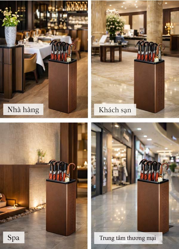Thùng để ô dù sử dụng ở nhiều không gian