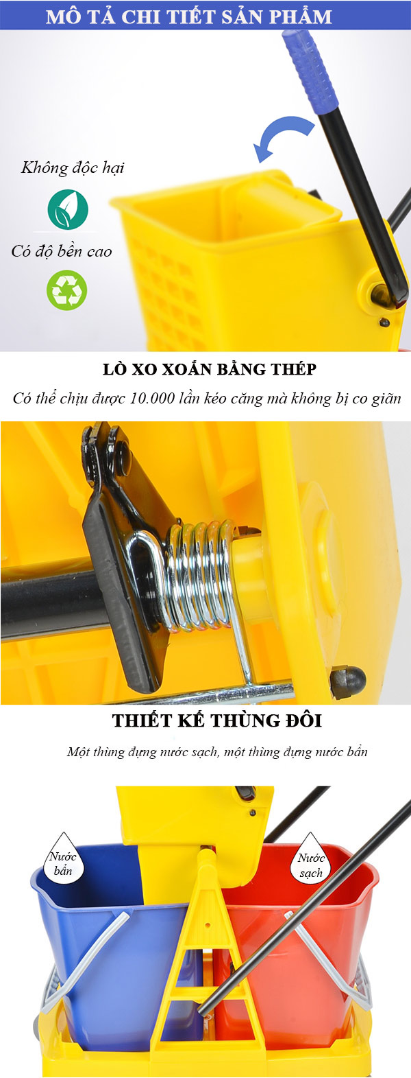 Các bộ phận cấu thành xe ép nước lau sàn