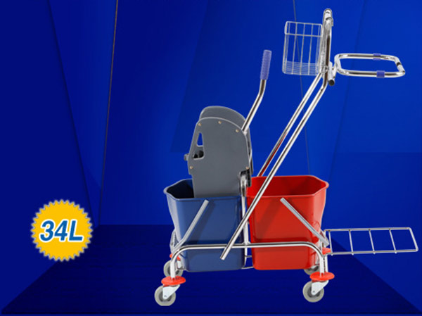 Xe lau sàn nhà 2 xô dung tích 34l khung inox 