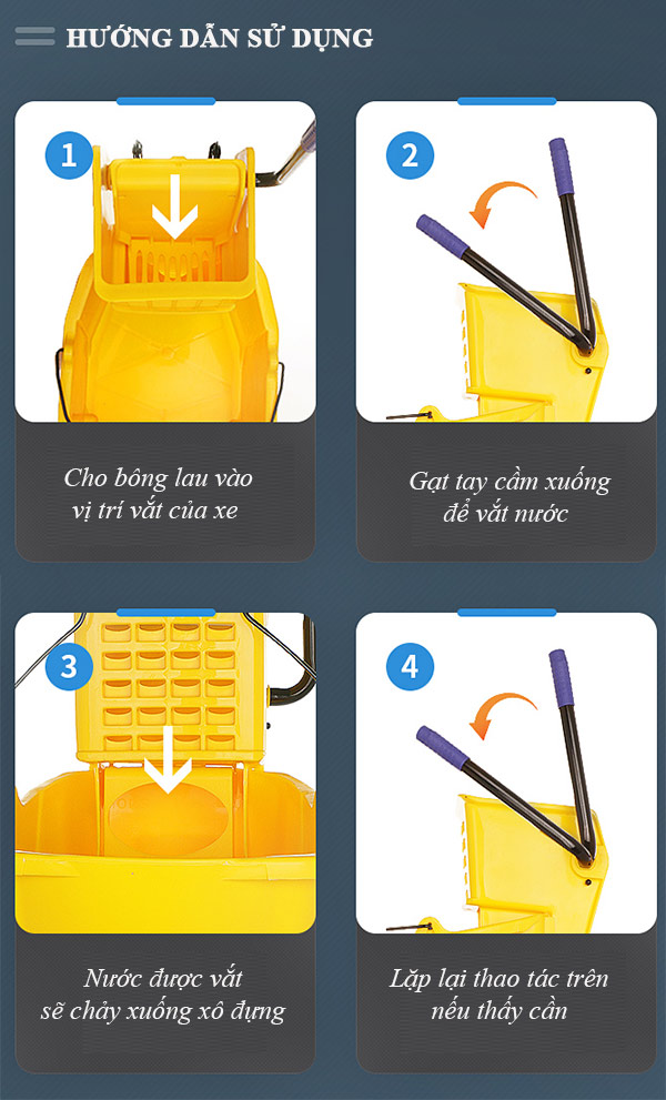 Hướng dẫn bạn cách sử dụng xe vắt nước sàn nhà