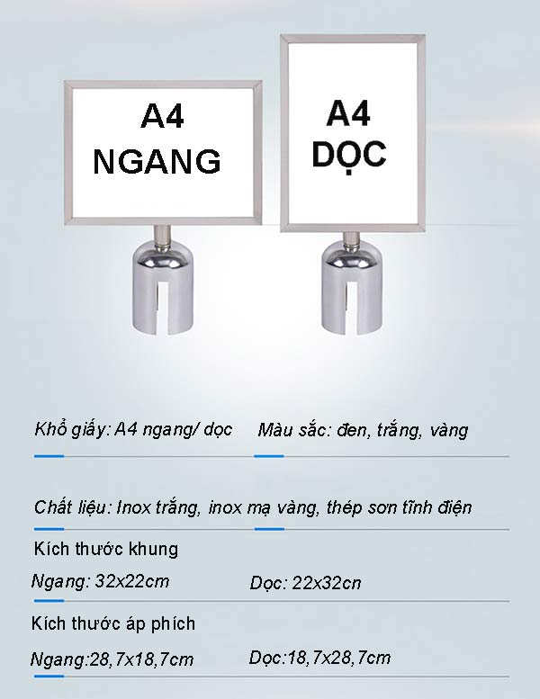 Mô tả kỹ hơn về bảng thông báo khổ A4 gắn đầu trụ chắn