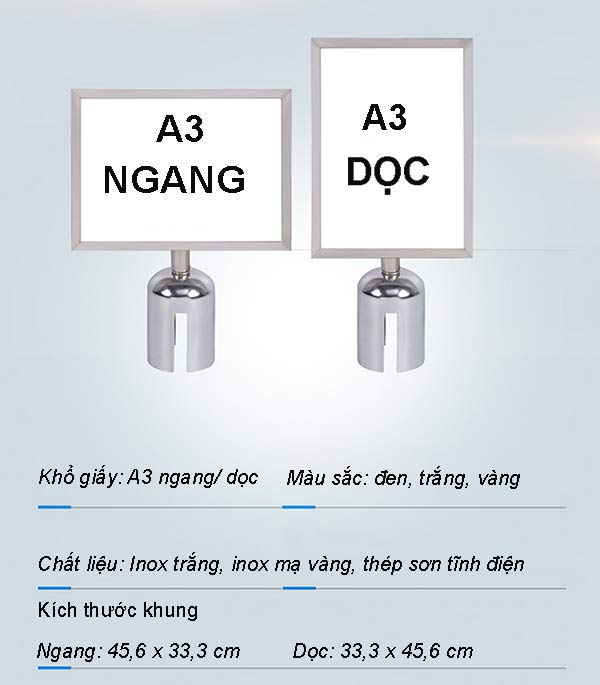 Chi tiết bảng thông tin khổ A3 đặt đầu cột chắn phân làn