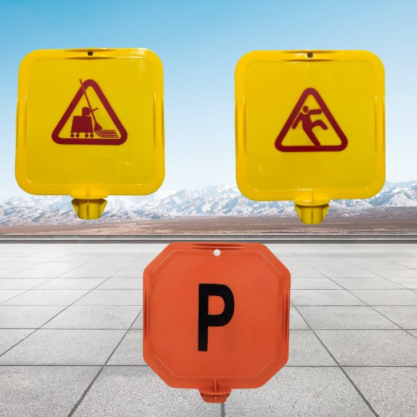 Biển báo cắm trụ hình vuông 2 màu vàng, đỏ