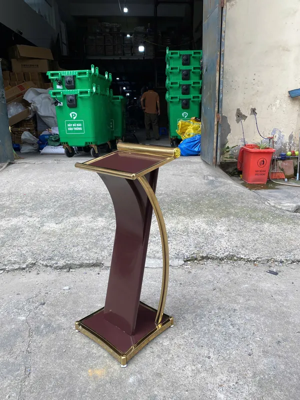 Bục phát biểu thép sơn tĩnh điện viền inox