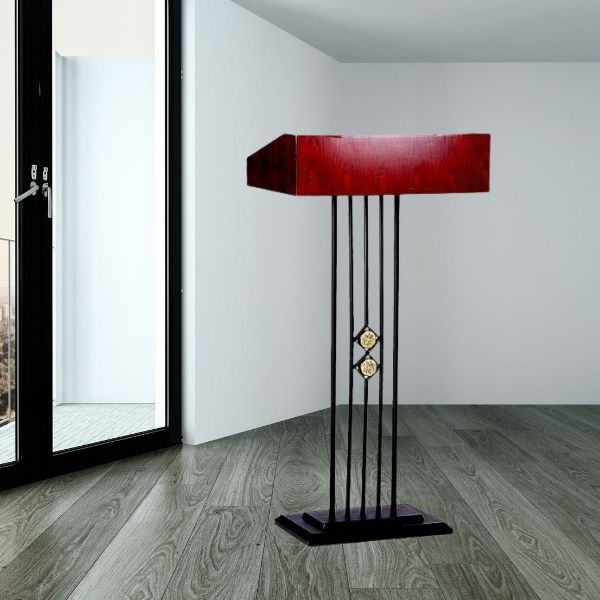 Mẫu bục phát biểu đơn giản bằng thép sơn tĩnh điện kết hợp gỗ