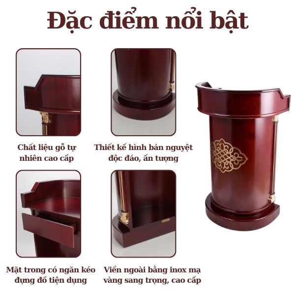 Mẫu bục gỗ đứng phát biểu thường được đặt cố định tại một vị trí
