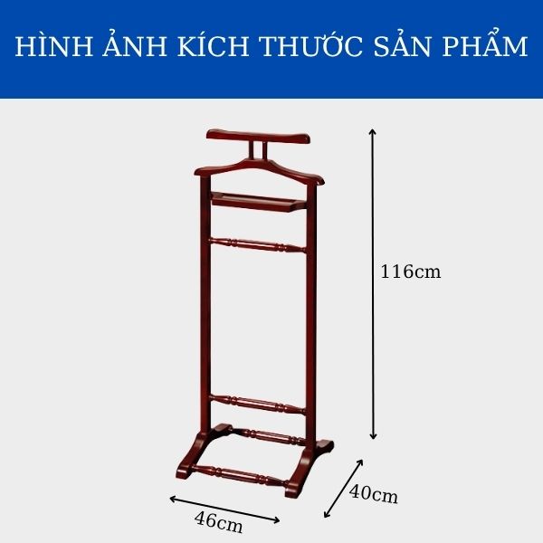Chi tiết kích thước giá gỗ treo áo khoác, đồ suite