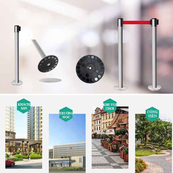 Mẫu cột chắn inox chân đế từ tính