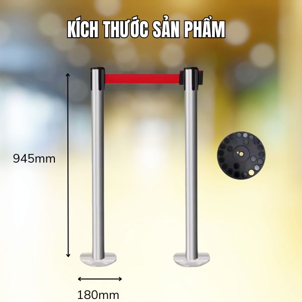 Tham khảo kích thước của cột chắn inox với đế từ tính