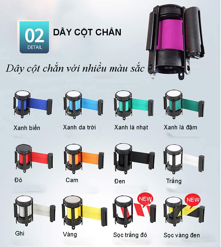 Màu sắc dây cột chắn vô cùng phong phú