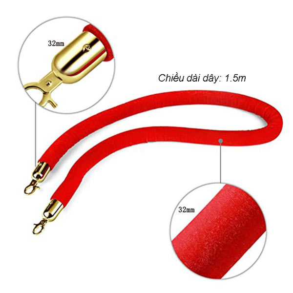 Kích thước dây nhung thay thế trên trụ chắn phân làn