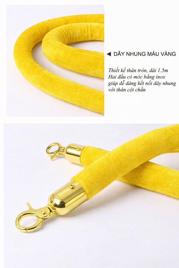 Đặc điểm thiết kế dây nhung cột chắn màu vàng