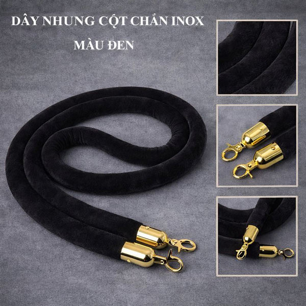 Các chi tiết cấu thành dây nhung trùng màu đen cho cột chắn