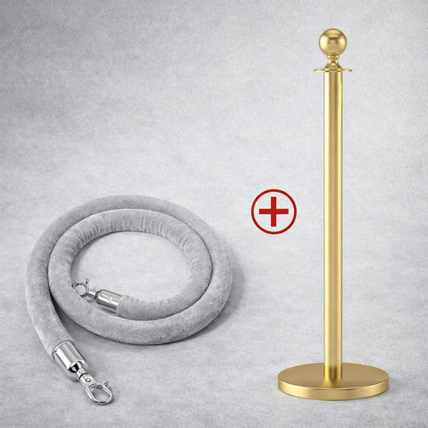 Dây nhung xám 1.5m kết hợp cùng trụ chắn