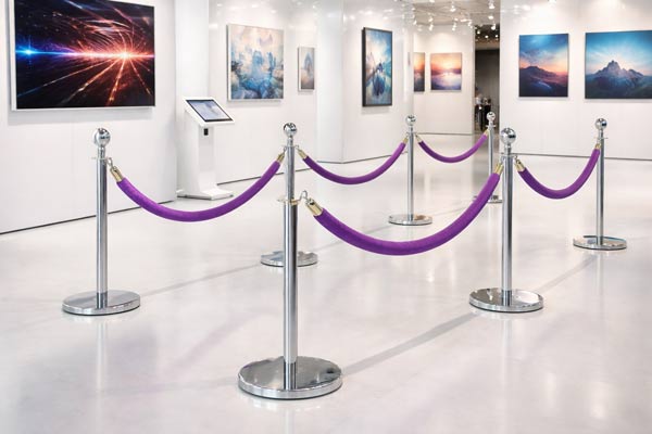 Mẫu cột chắn dây chùng màu tím dùng tại triển lãm