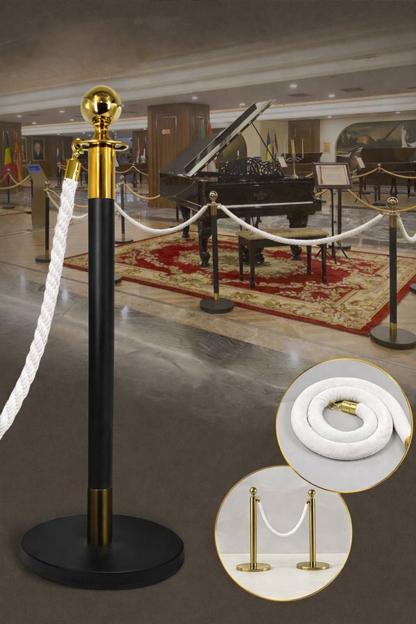 Dây nhung trắng khóa inox vàng dùng cho cột chắn