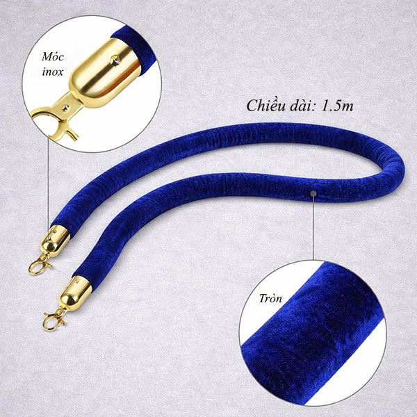 Chiều dài dây nhung màu xanh biển đến 1.5m