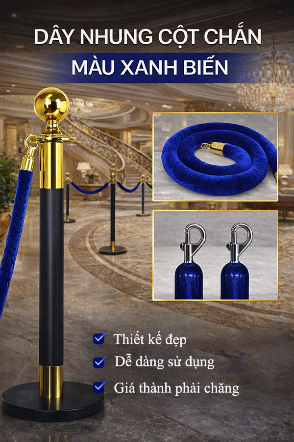Dây nhung cột chắn màu xanh biển đẹp