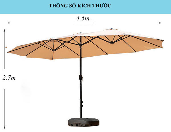 Kích thước ô dù 3 đỉnh