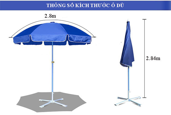 Ô dù loại nhỏ có kích thước tán dù 2,8m
