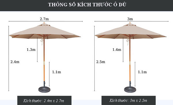 Mẫu dù chính tâm sở hữu 2 kích thước để bạn chọn lựa