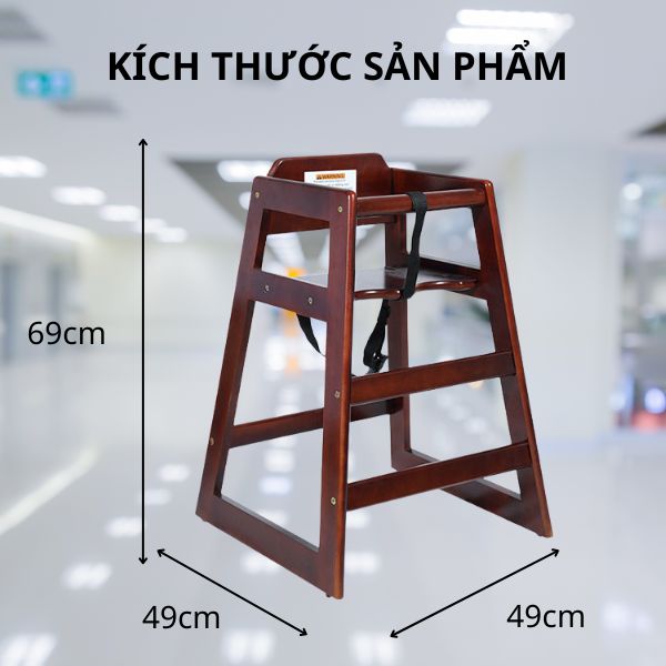 Chi tiết kích thước ghế ăn trẻ em nhà hàng bằng gỗ