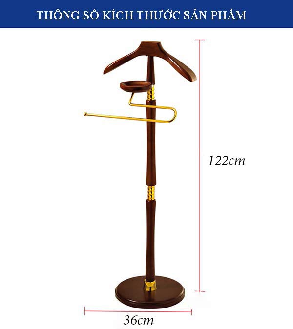 Chi tiết kích thước cây treo áo vest bằng gỗ