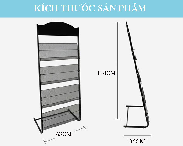 Kích thước kệ trưng bày tạp chí