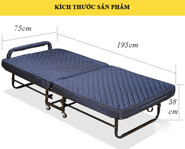 Kích thước giường gấp 6cm