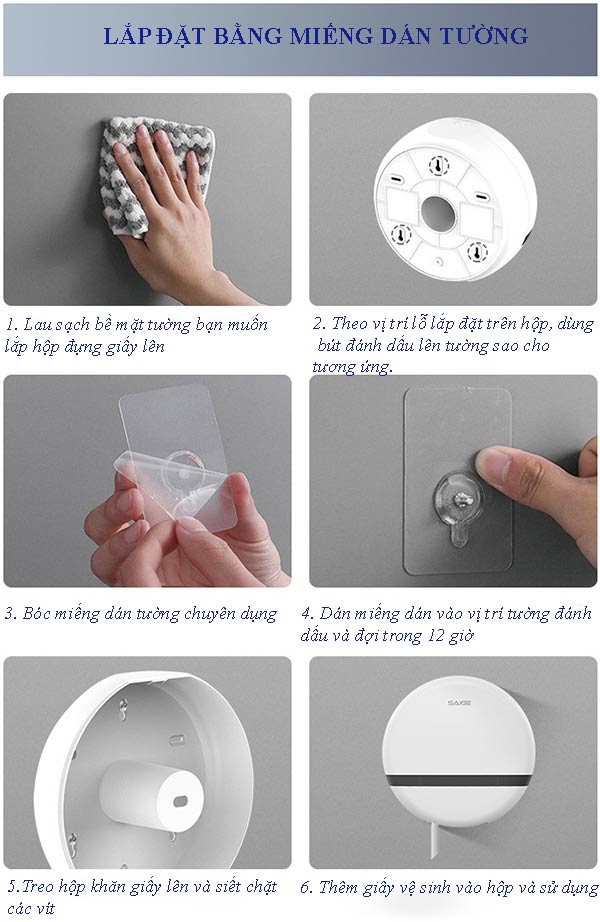 Lắp đặt hộp đựng giấy vệ sinh treo tường