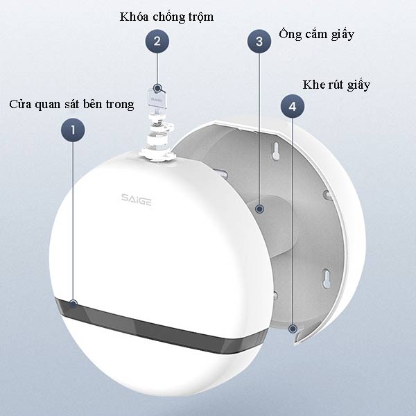 Các bộ phận và chức năng của chúng trên hộp để giấy nhà vệ sinh