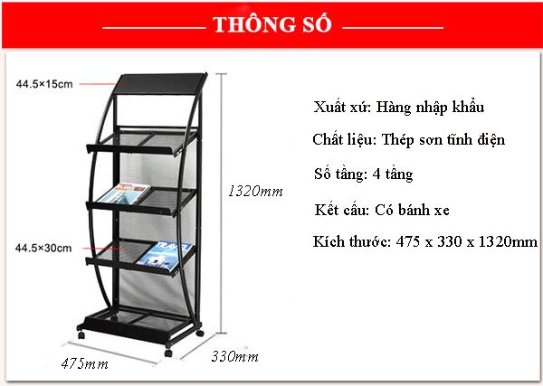 Thông số kích thước kệ đựng tạp chí hiện đại