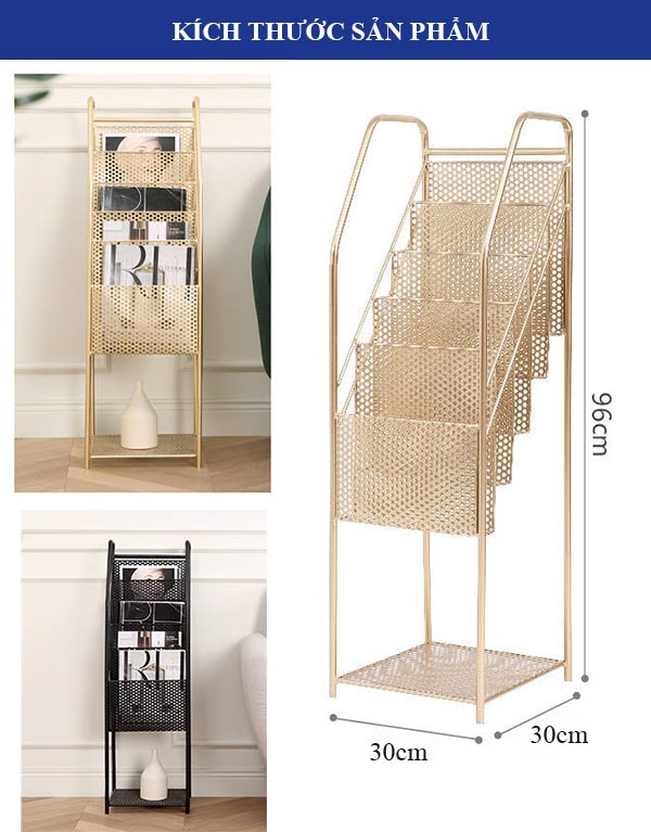 Tham khảo kích thước, màu sắc kệ đựng tạp chí