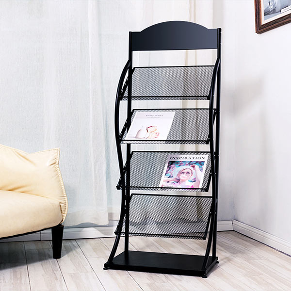 Giá kệ đựng tạp chí bằng thép sơn tĩnh điện màu đen