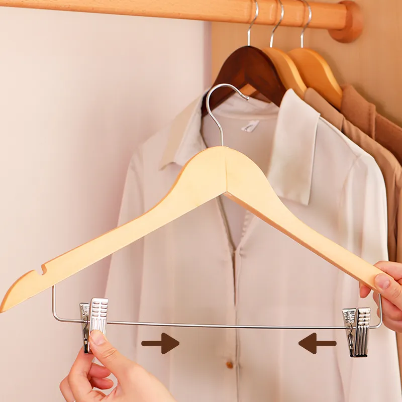 Móc treo quần áo gỗ 2 kẹp phù hợp treo quần phía dưới