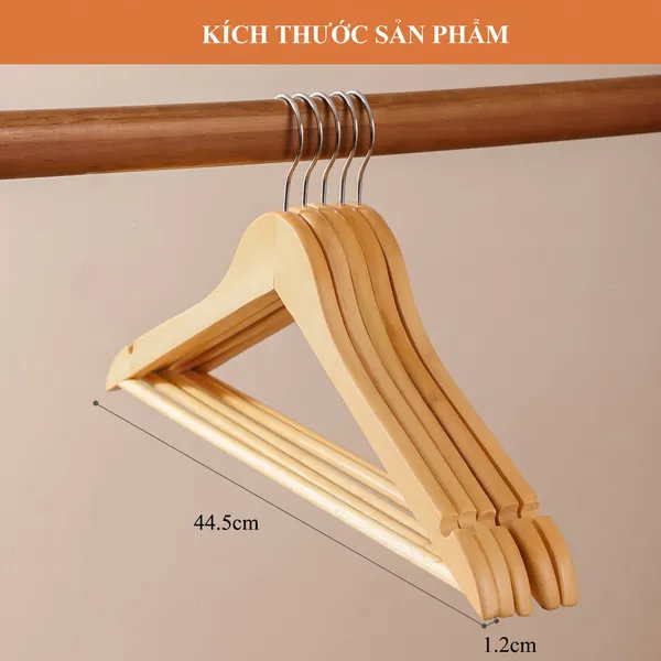 Kích thước móc treo quần áo có thanh ngang màu vàng