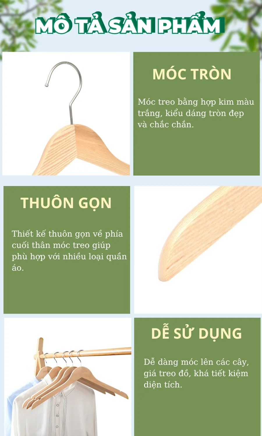 Khám phá đặc điểm móc treo quần áo người lớn bằng gỗ